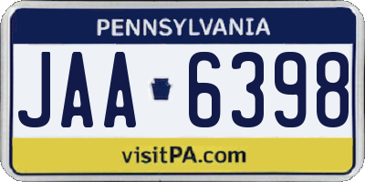 PA license plate JAA6398