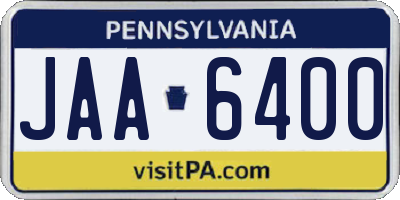 PA license plate JAA6400