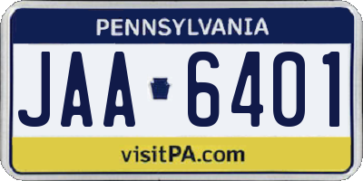 PA license plate JAA6401