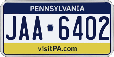 PA license plate JAA6402