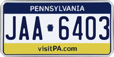 PA license plate JAA6403