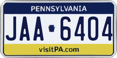 PA license plate JAA6404