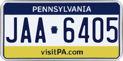 PA license plate JAA6405