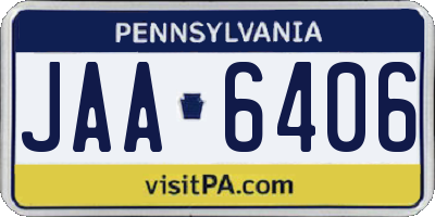 PA license plate JAA6406