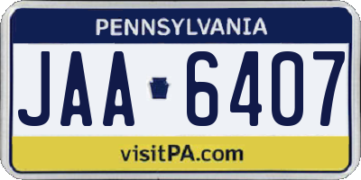 PA license plate JAA6407