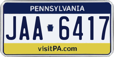 PA license plate JAA6417