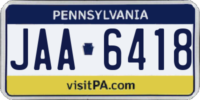 PA license plate JAA6418