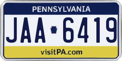 PA license plate JAA6419