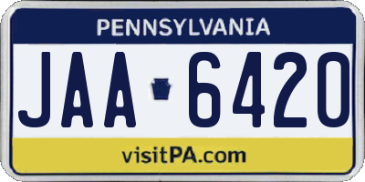 PA license plate JAA6420