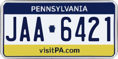 PA license plate JAA6421