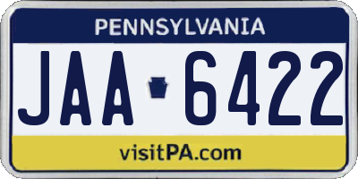 PA license plate JAA6422