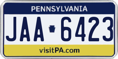 PA license plate JAA6423