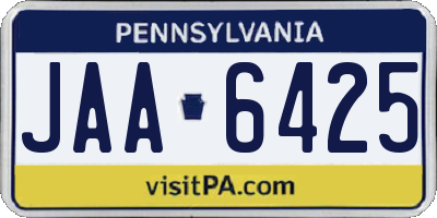 PA license plate JAA6425