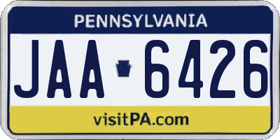 PA license plate JAA6426