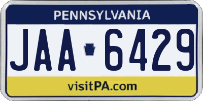 PA license plate JAA6429