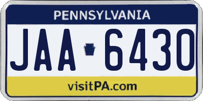 PA license plate JAA6430