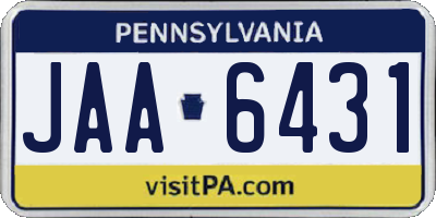 PA license plate JAA6431