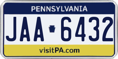 PA license plate JAA6432