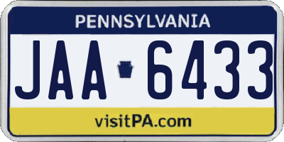 PA license plate JAA6433