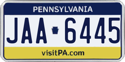 PA license plate JAA6445