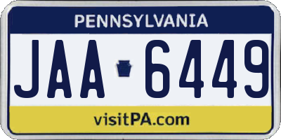 PA license plate JAA6449