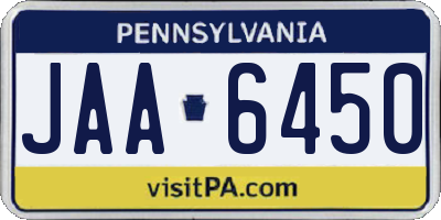 PA license plate JAA6450