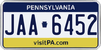 PA license plate JAA6452