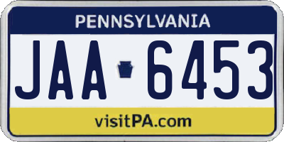 PA license plate JAA6453