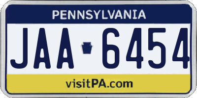 PA license plate JAA6454