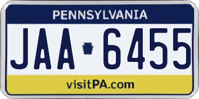 PA license plate JAA6455