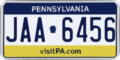 PA license plate JAA6456