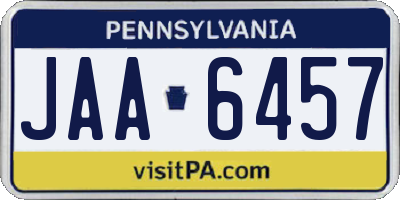 PA license plate JAA6457