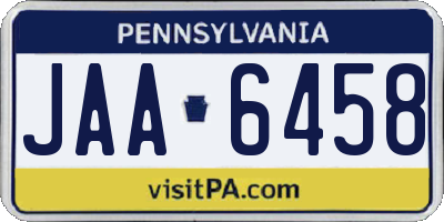 PA license plate JAA6458