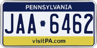 PA license plate JAA6462