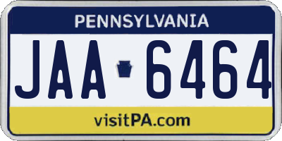 PA license plate JAA6464