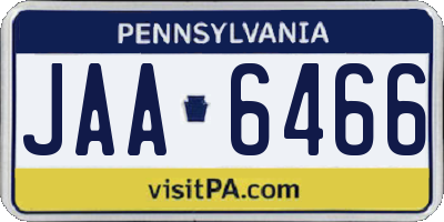 PA license plate JAA6466