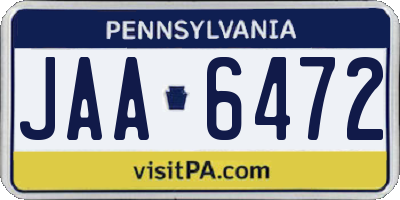 PA license plate JAA6472