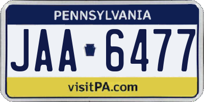 PA license plate JAA6477