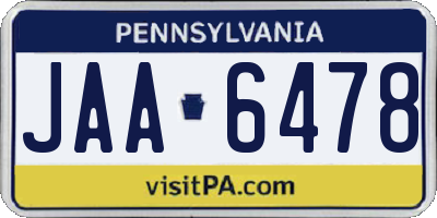 PA license plate JAA6478