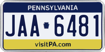 PA license plate JAA6481