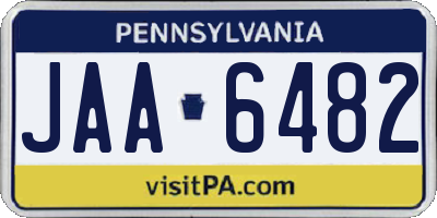 PA license plate JAA6482