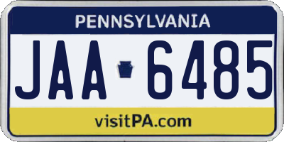 PA license plate JAA6485