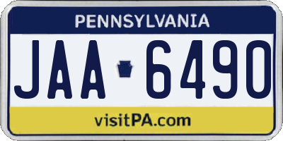 PA license plate JAA6490