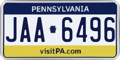 PA license plate JAA6496