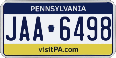 PA license plate JAA6498