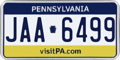 PA license plate JAA6499