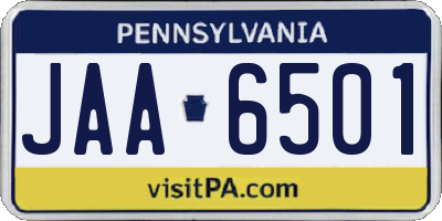 PA license plate JAA6501