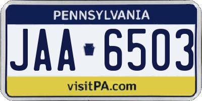 PA license plate JAA6503