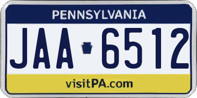 PA license plate JAA6512