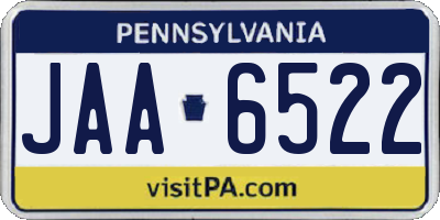 PA license plate JAA6522